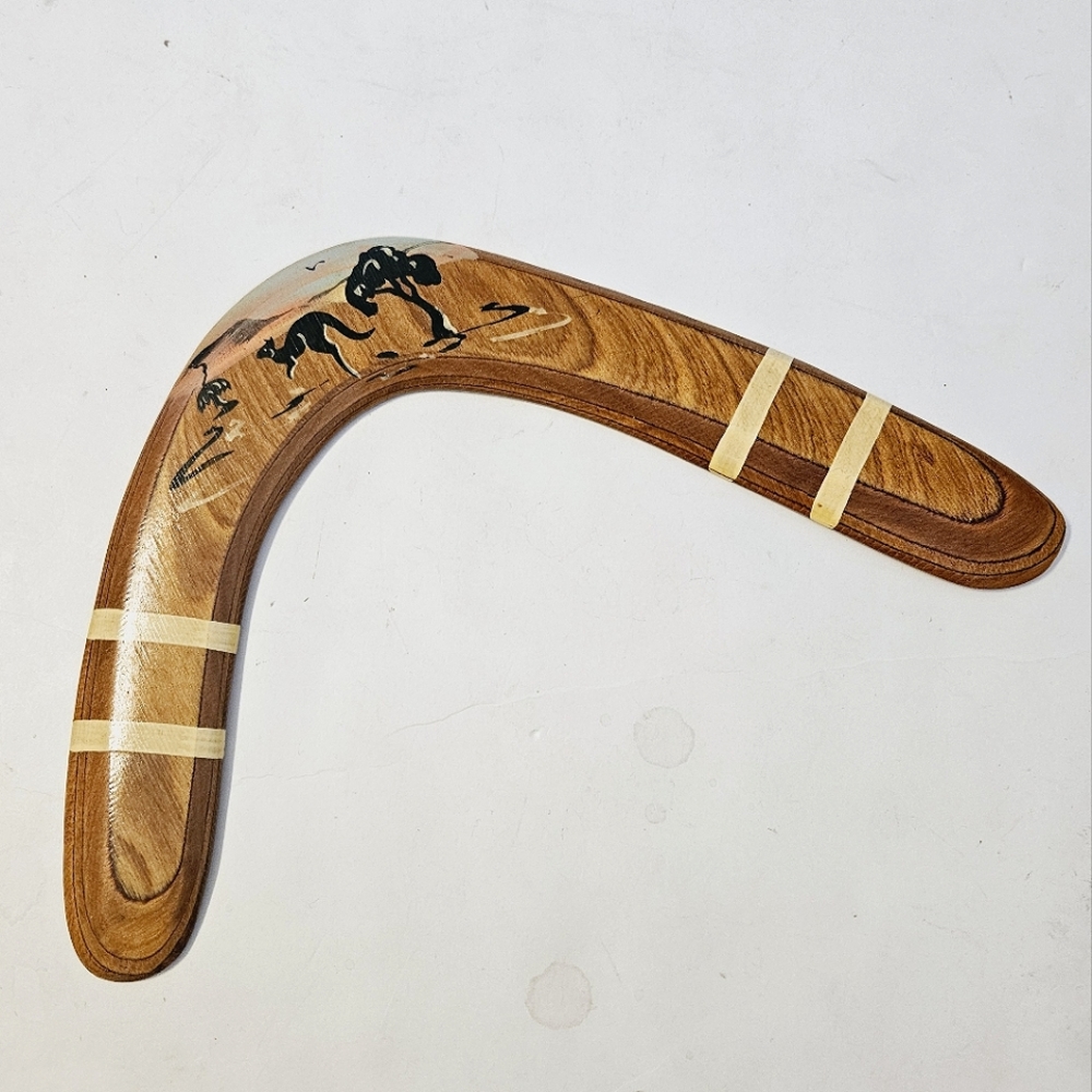 WYCHEPROOF Coachwood Traditional Style BOOMERANG Australia Hand Painted